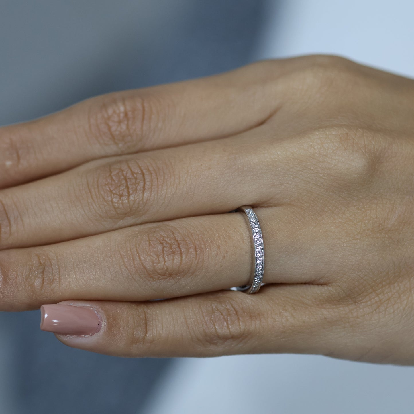 0.17 Ct Natural Diamond Channel Set Eternity Ring - Helodia Jewelry