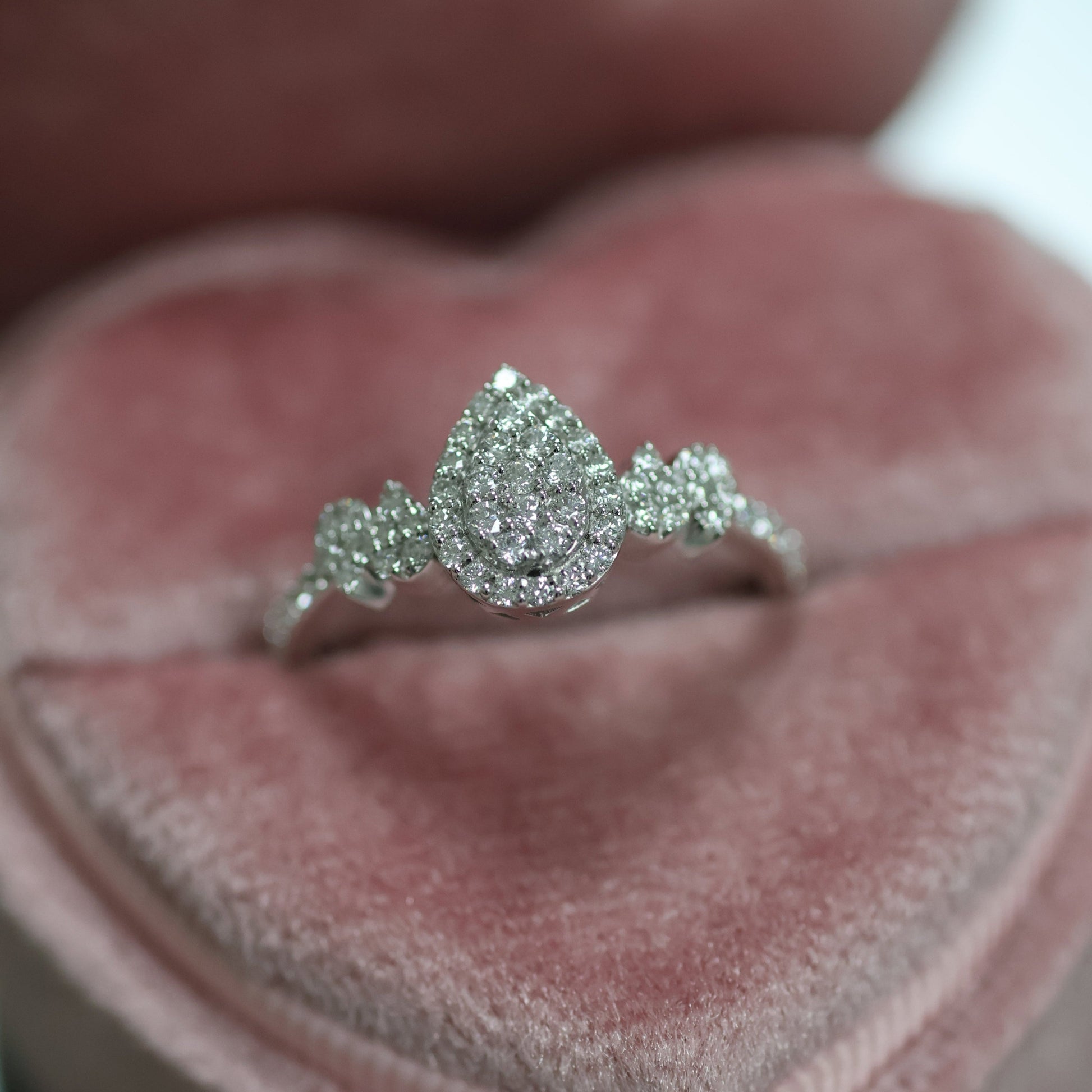 0.47 Ct Natural Diamond Pear Shaped Ring - Helodia Jewelry