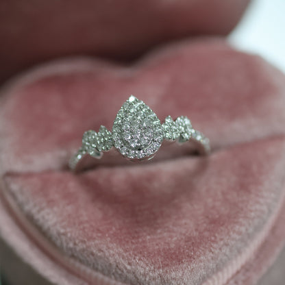 0.47 Ct Natural Diamond Pear Shaped Ring - Helodia Jewelry