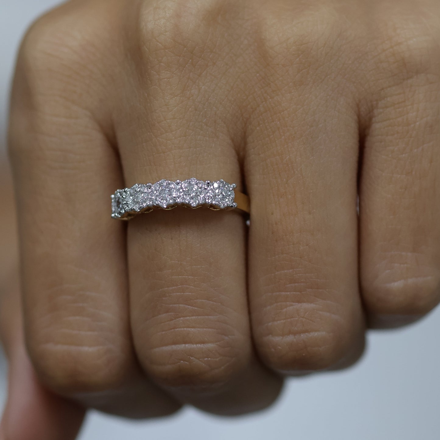 0.52 Ct Natural Diamond Half Band Eternity Ring - Helodia Jewelry