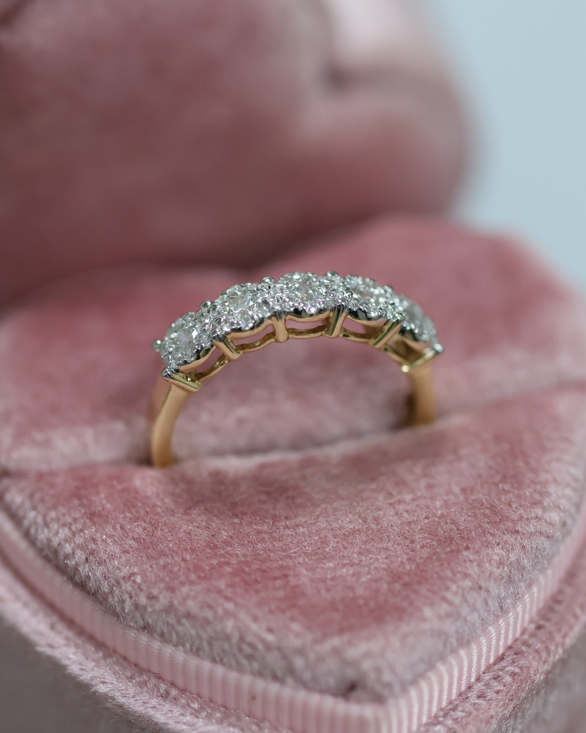 0.52 Ct Natural Diamond Half Band Eternity Ring - Helodia Jewelry