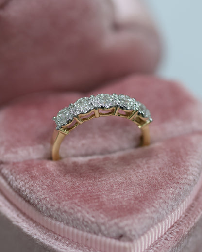 0.52 Ct Natural Diamond Half Band Eternity Ring - Helodia Jewelry