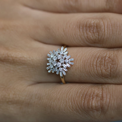 0.52 Ct Natural Diamond Starburst Ring