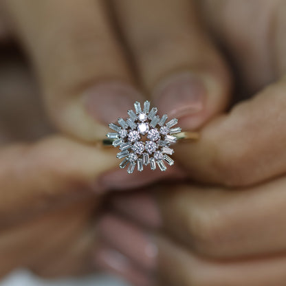 0.52 Ct Natural Diamond Starburst Ring
