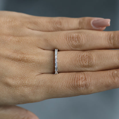 0.50 Ct Natural Baguette Diamond Eternity Ring - Helodia Jewelry