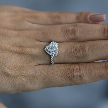 1.40 Ct Natural Diamond Heart Shape Ring - Helodia Jewelry