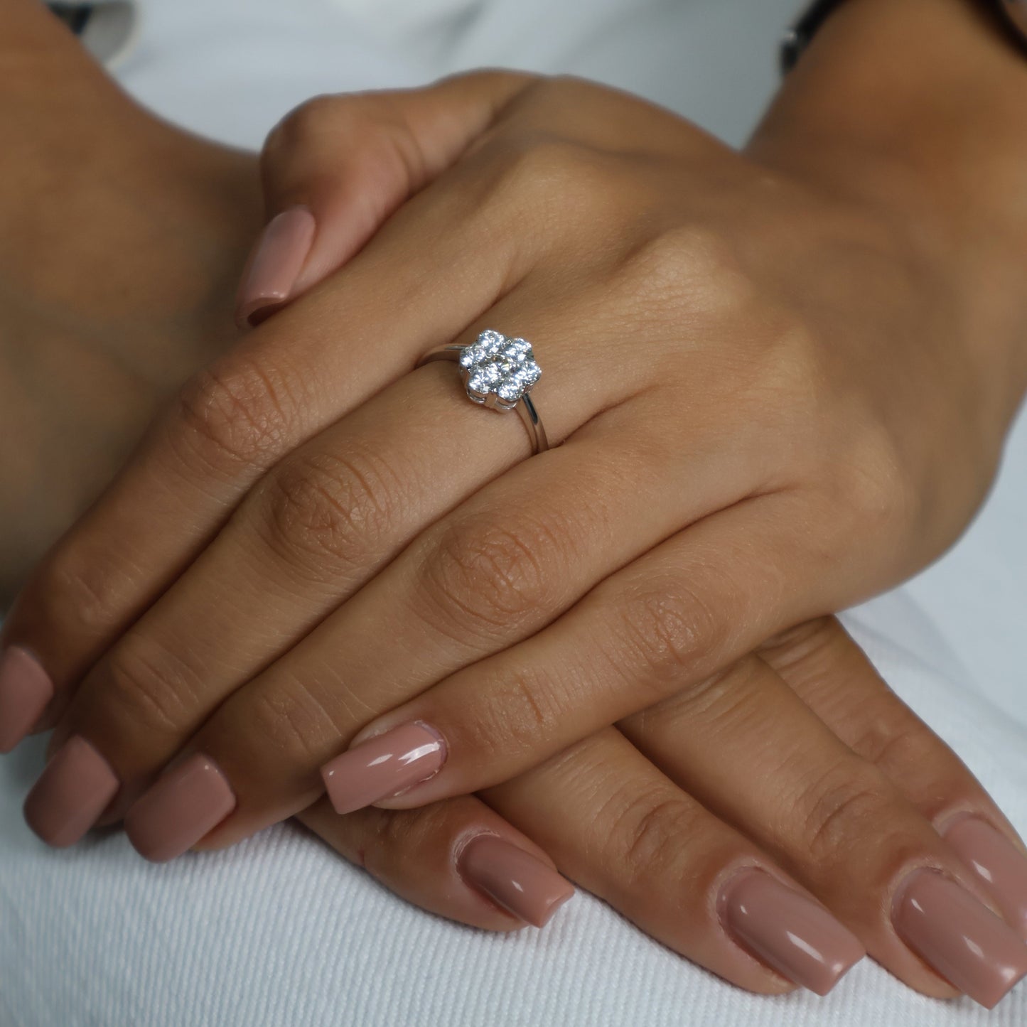 0.90 Ct Natural Diamond Flower Ring