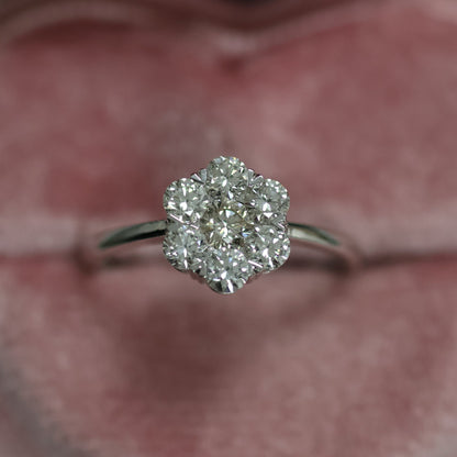 0.90 Ct Natural Diamond Flower Ring