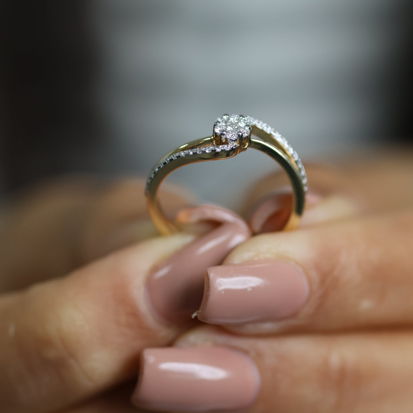 0.28 Ct Natural Pavé Diamond Celeste Ring - Helodia Jewelry