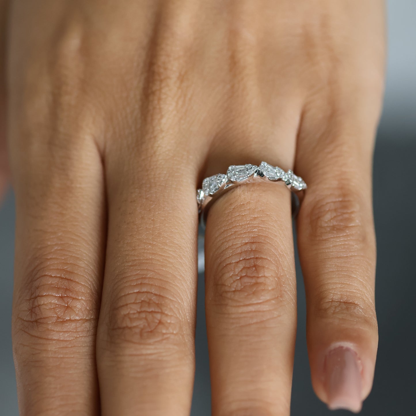 0.37 Ct Natural Diamond Pear Shaped Eternity Ring