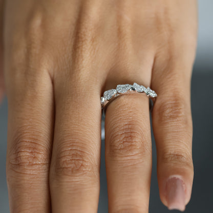 0.37 Ct Natural Diamond Pear Shaped Eternity Ring