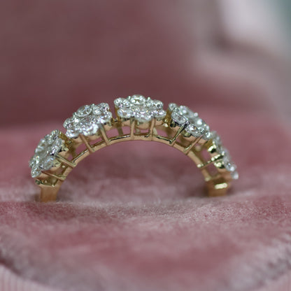 1.06 Ct Natural Diamond Flowers Ring - Helodia Jewelry