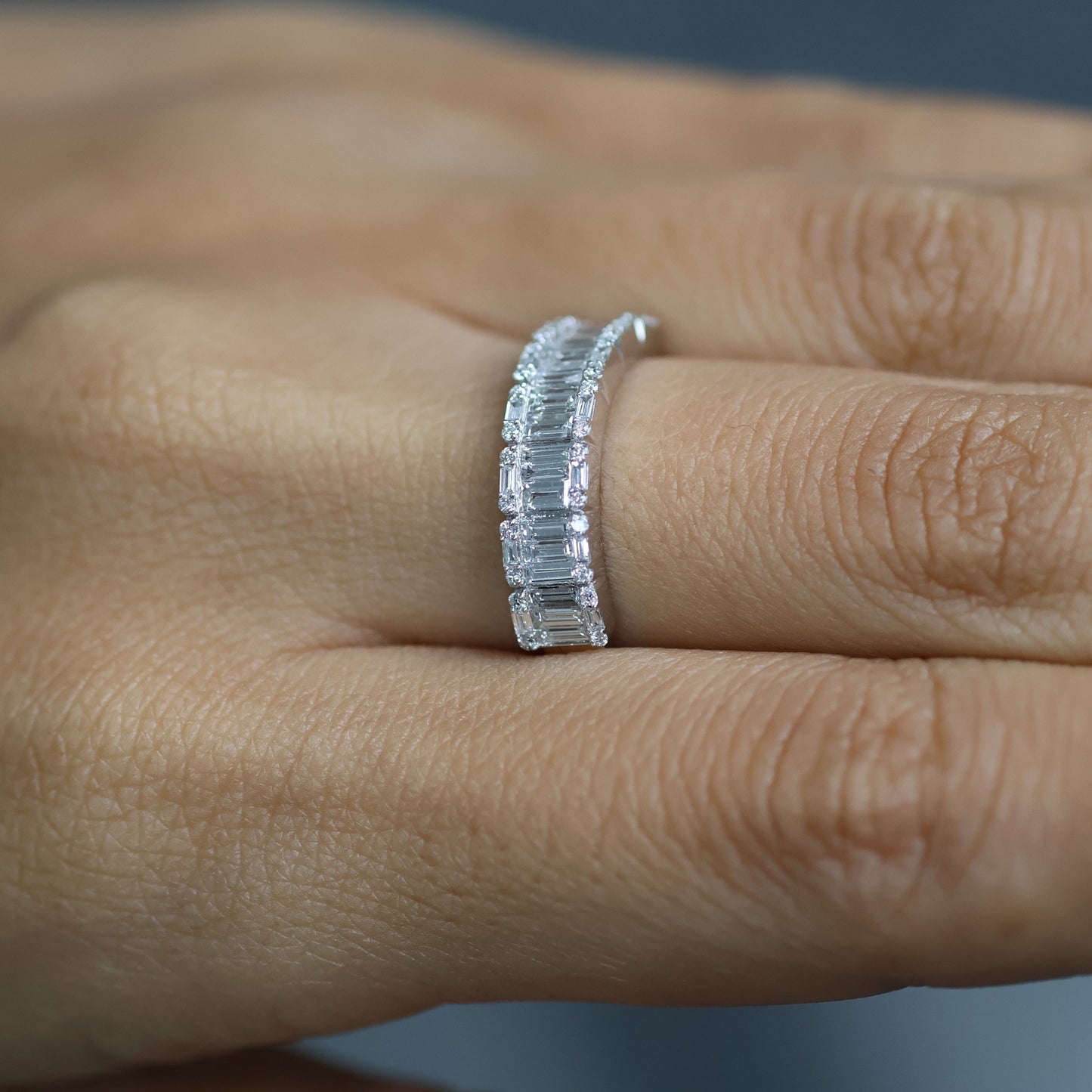 0.80 Ct Natural Baguette Diamond Eternity Ring - Helodia Jewelry