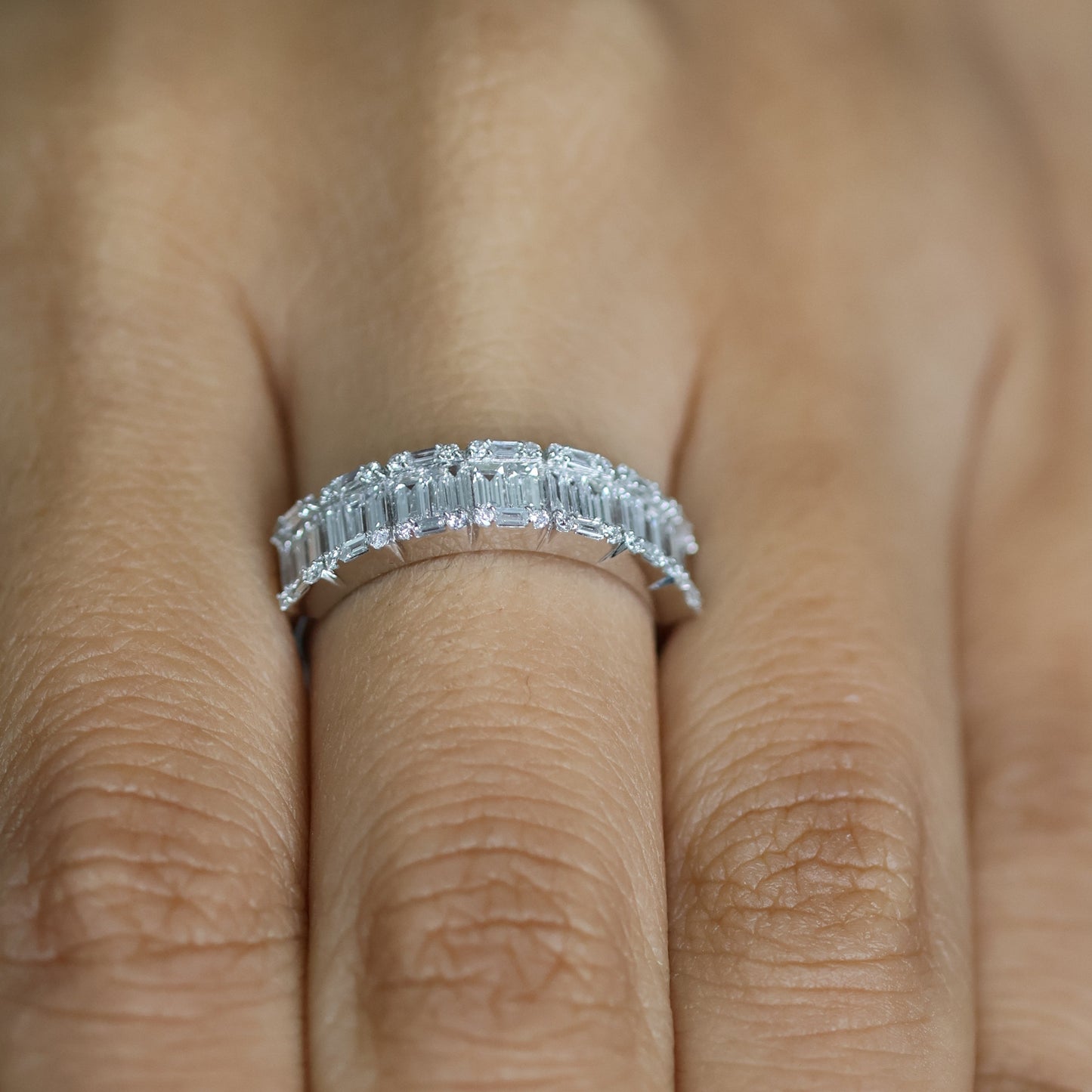 0.80 Ct Natural Baguette Diamond Eternity Ring - Helodia Jewelry