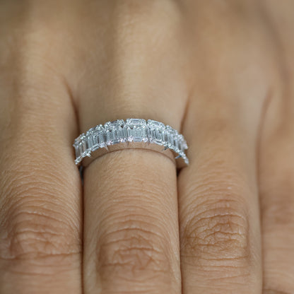 0.80 Ct Natural Baguette Diamond Eternity Ring - Helodia Jewelry
