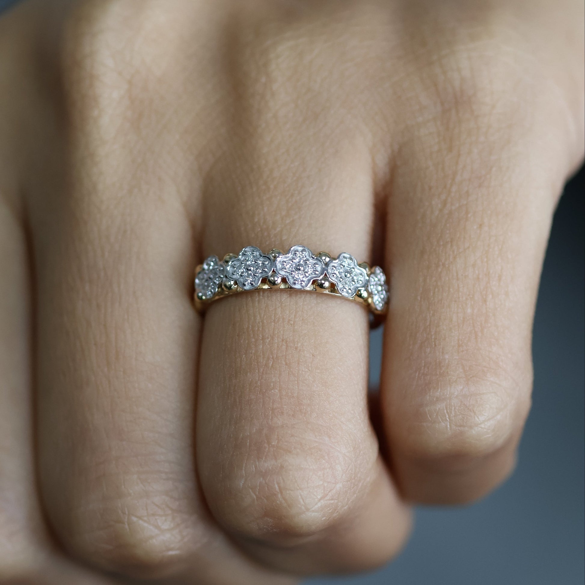 0.22 Ct Natural Diamond Clovers Ring - Helodia Jewelry