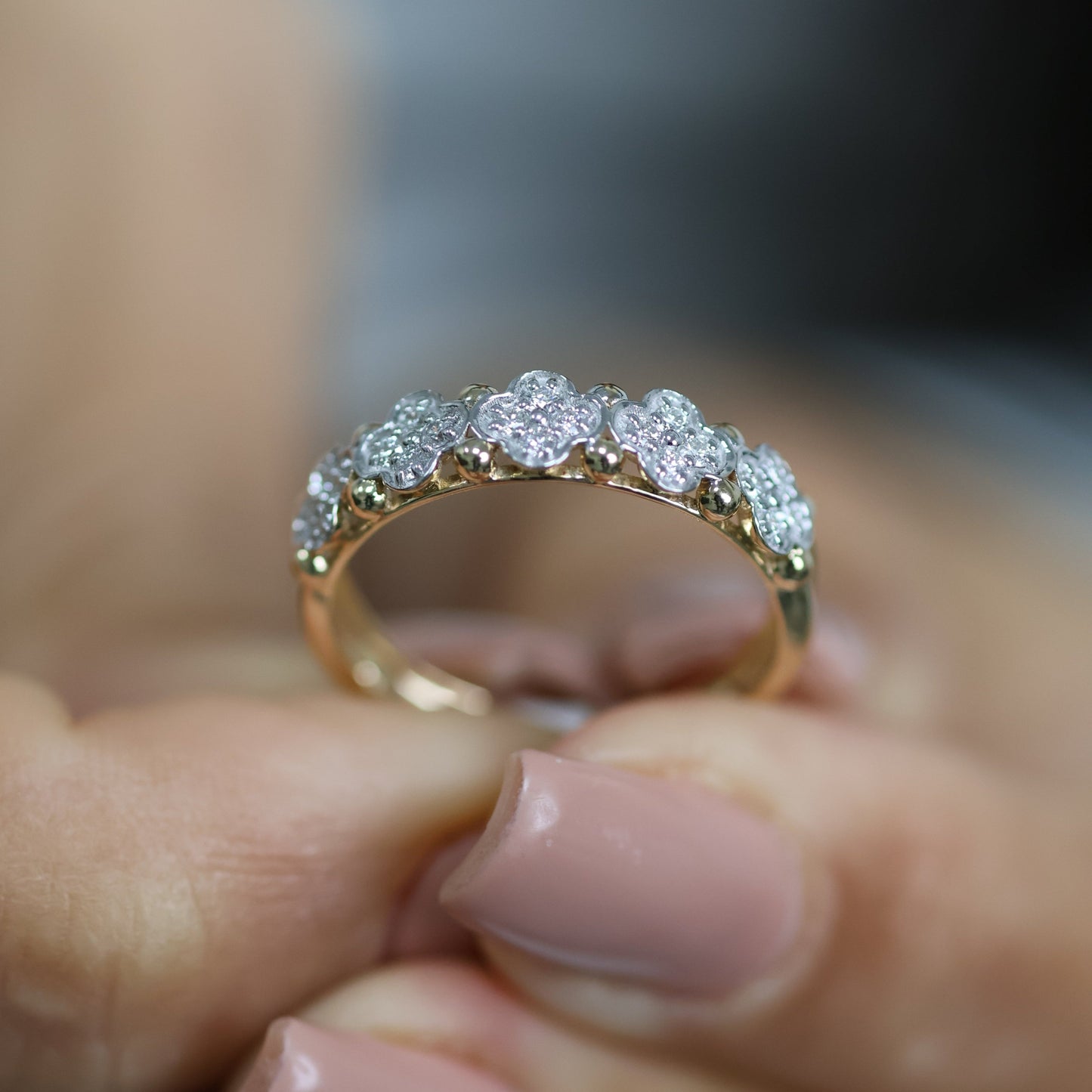 0.22 Ct Natural Diamond Clovers Ring - Helodia Jewelry