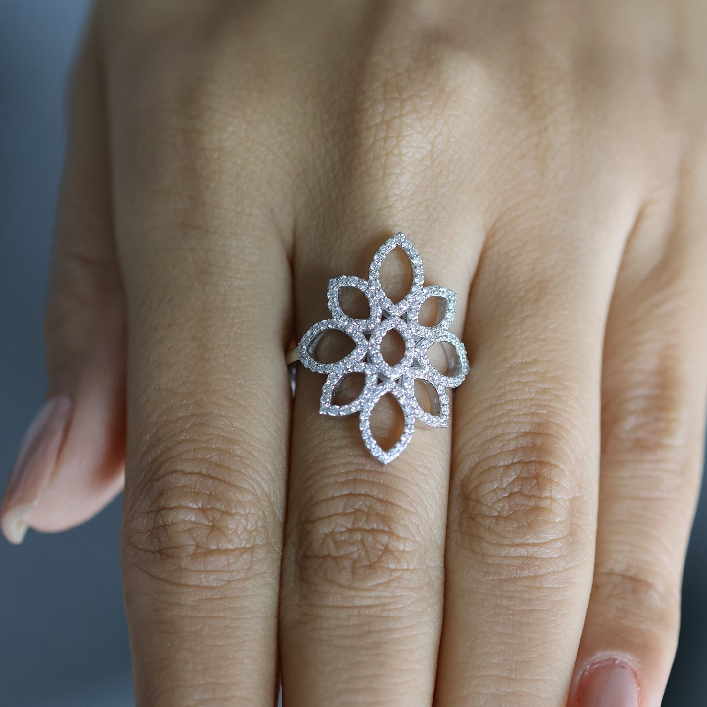 0.62 Ct Natural Diamond Flower Ring