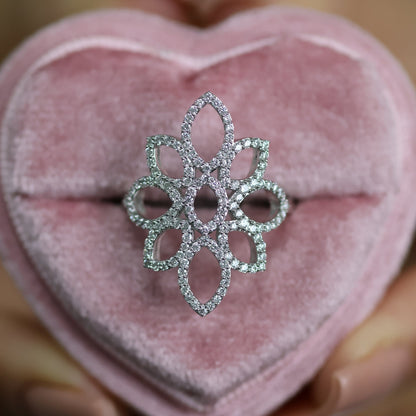 0.62 Ct Natural Diamond Flower Ring