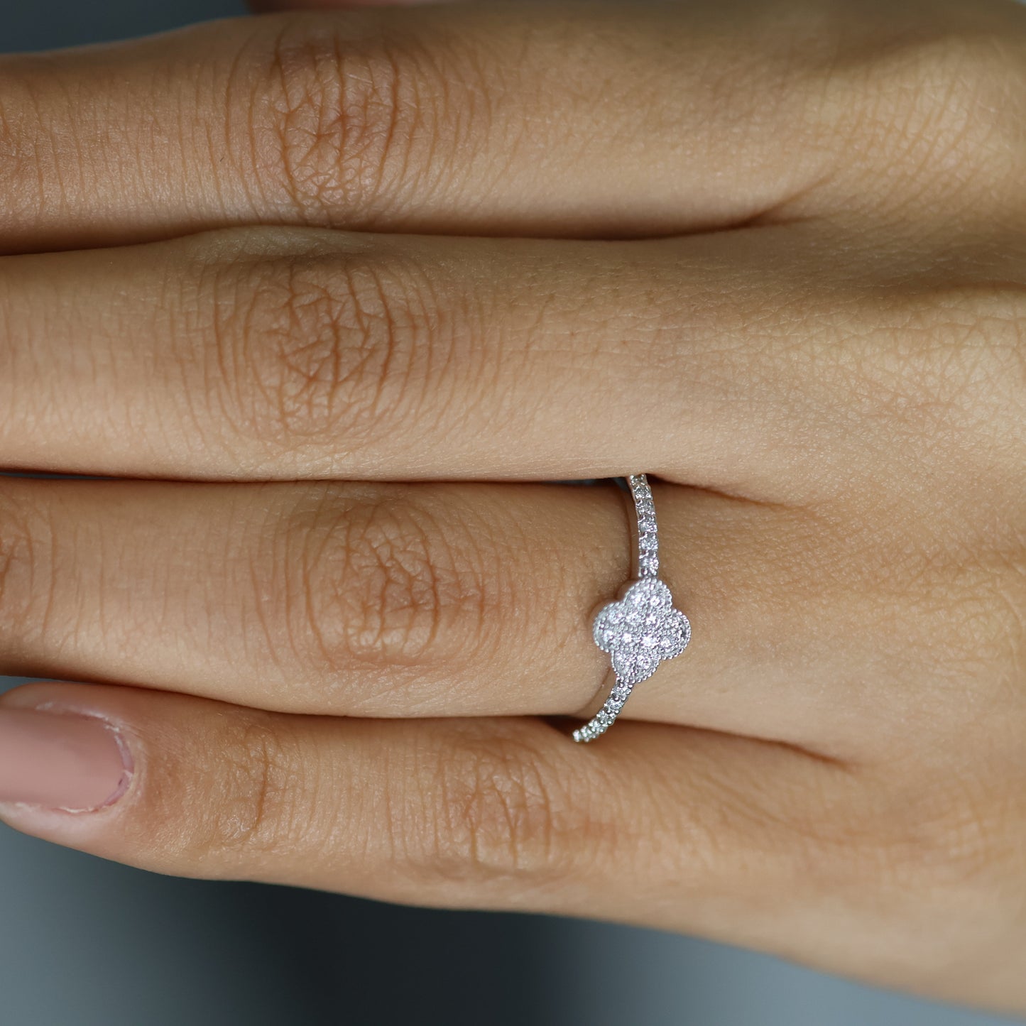 0.20 Ct Natural Diamond Clover Ring