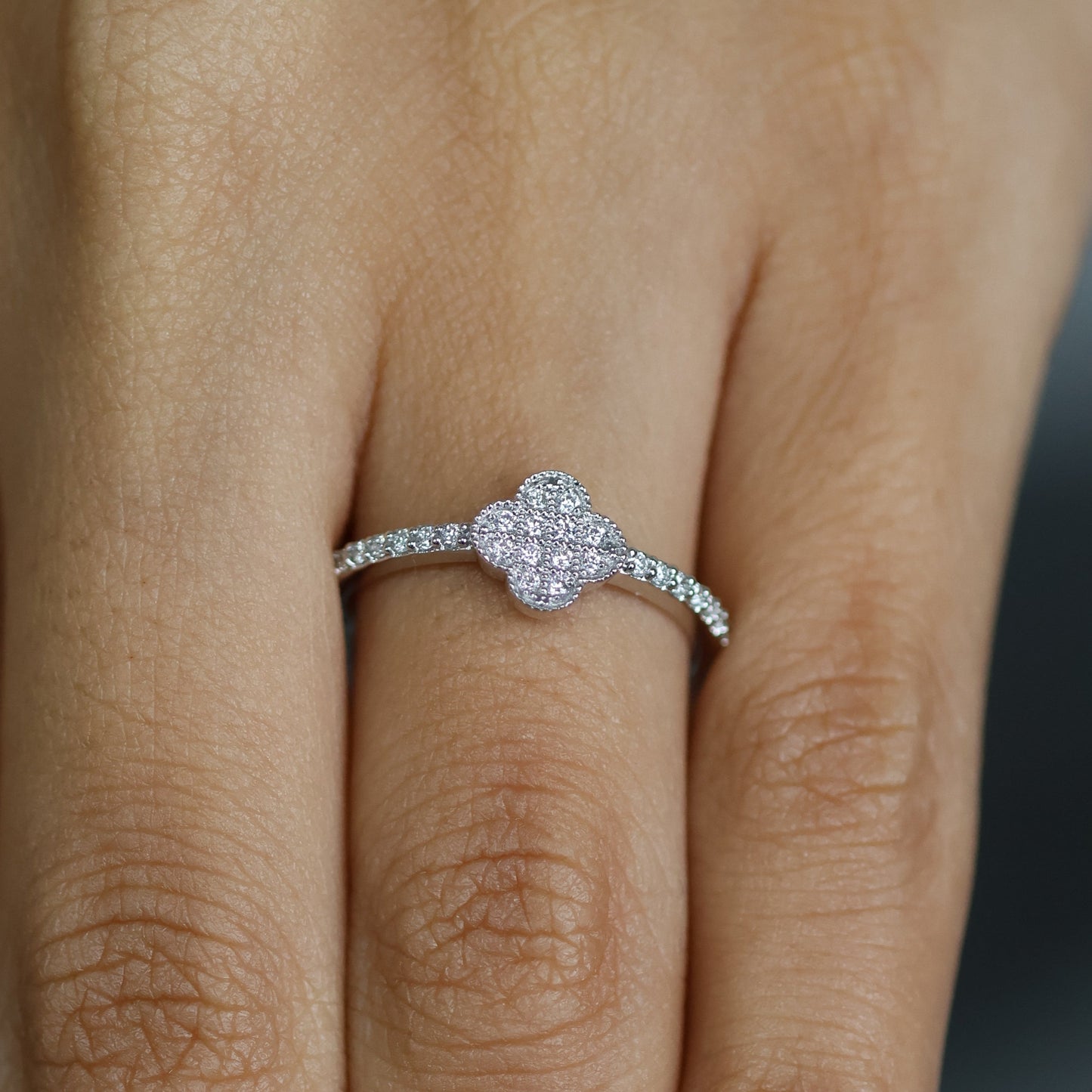 0.20 Ct Natural Diamond Clover Ring