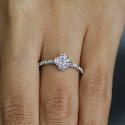 0.20 Ct Natural Diamond Clover Ring