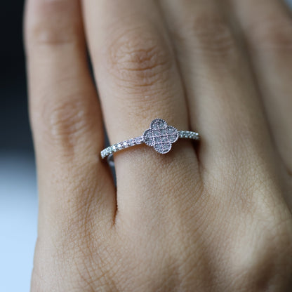 0.20 Ct Natural Diamond Clover Ring