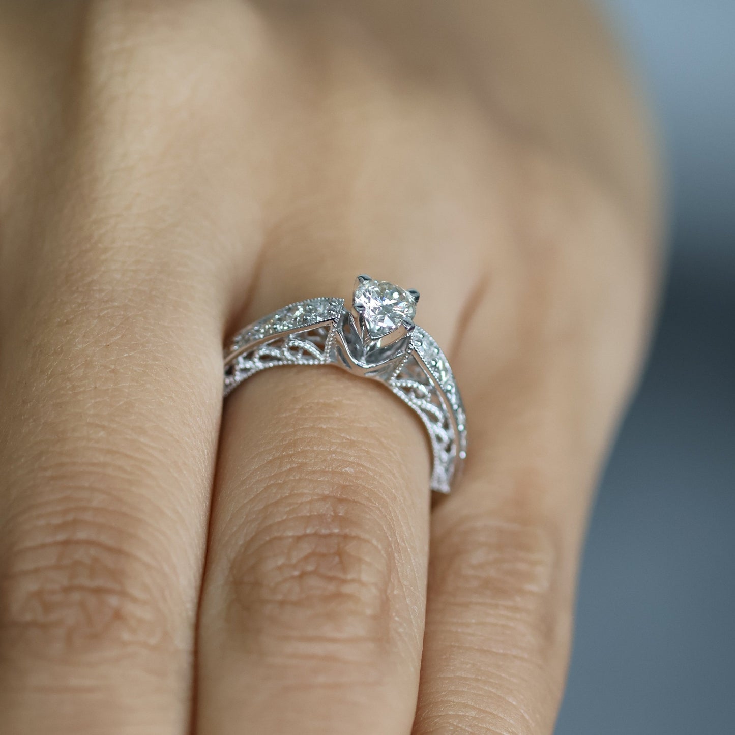 0.80 Ct Natural Brilliant Cut Diamond Engagement Ring