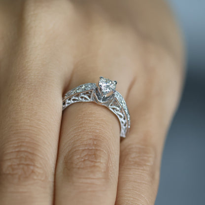 0.80 Ct Natural Brilliant Cut Diamond Engagement Ring