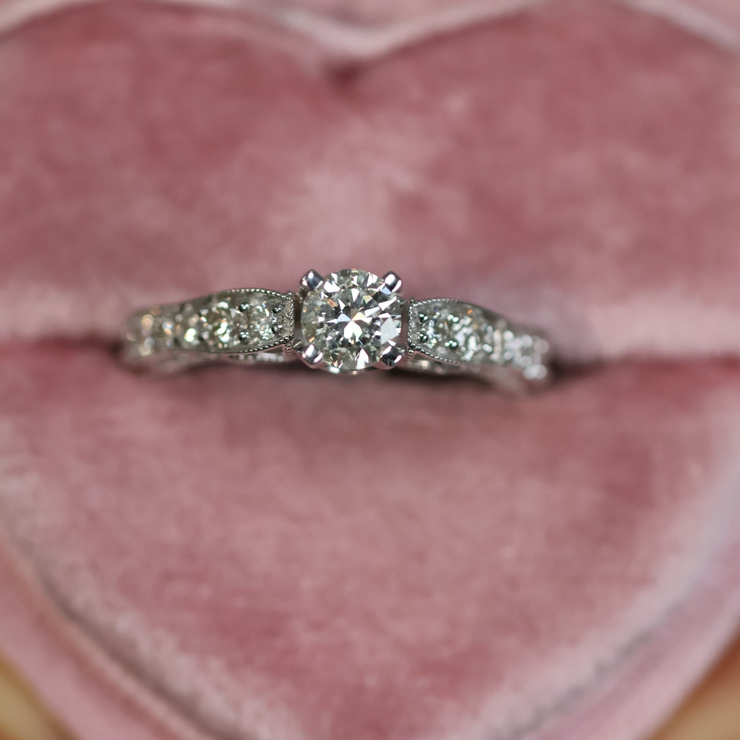 0.80 Ct Natural Brilliant Cut Diamond Engagement Ring