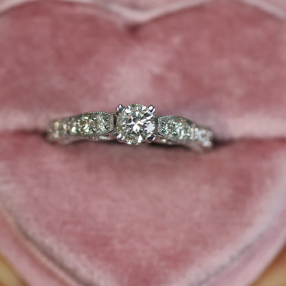 0.80 Ct Natural Brilliant Cut Diamond Engagement Ring