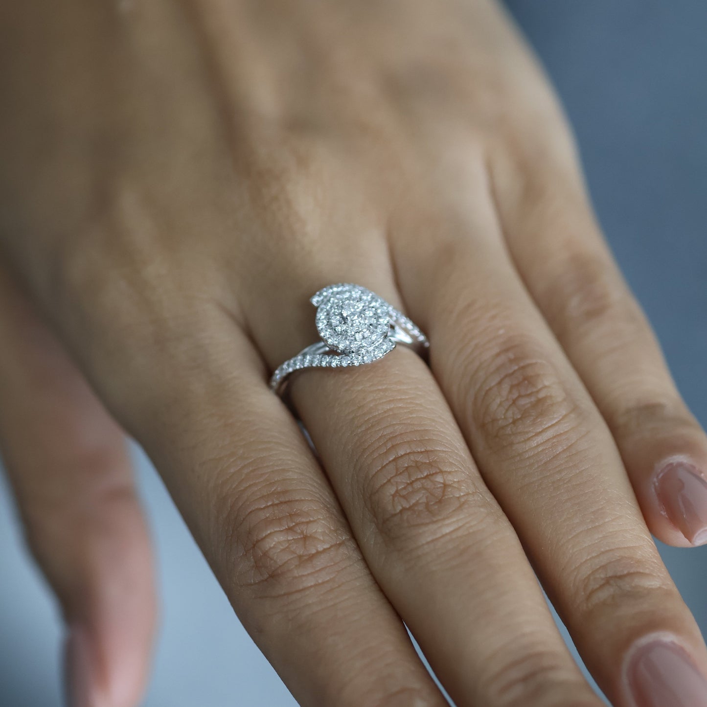 0.52 Ct Natural Diamond Spiral Ring - Helodia Jewelry