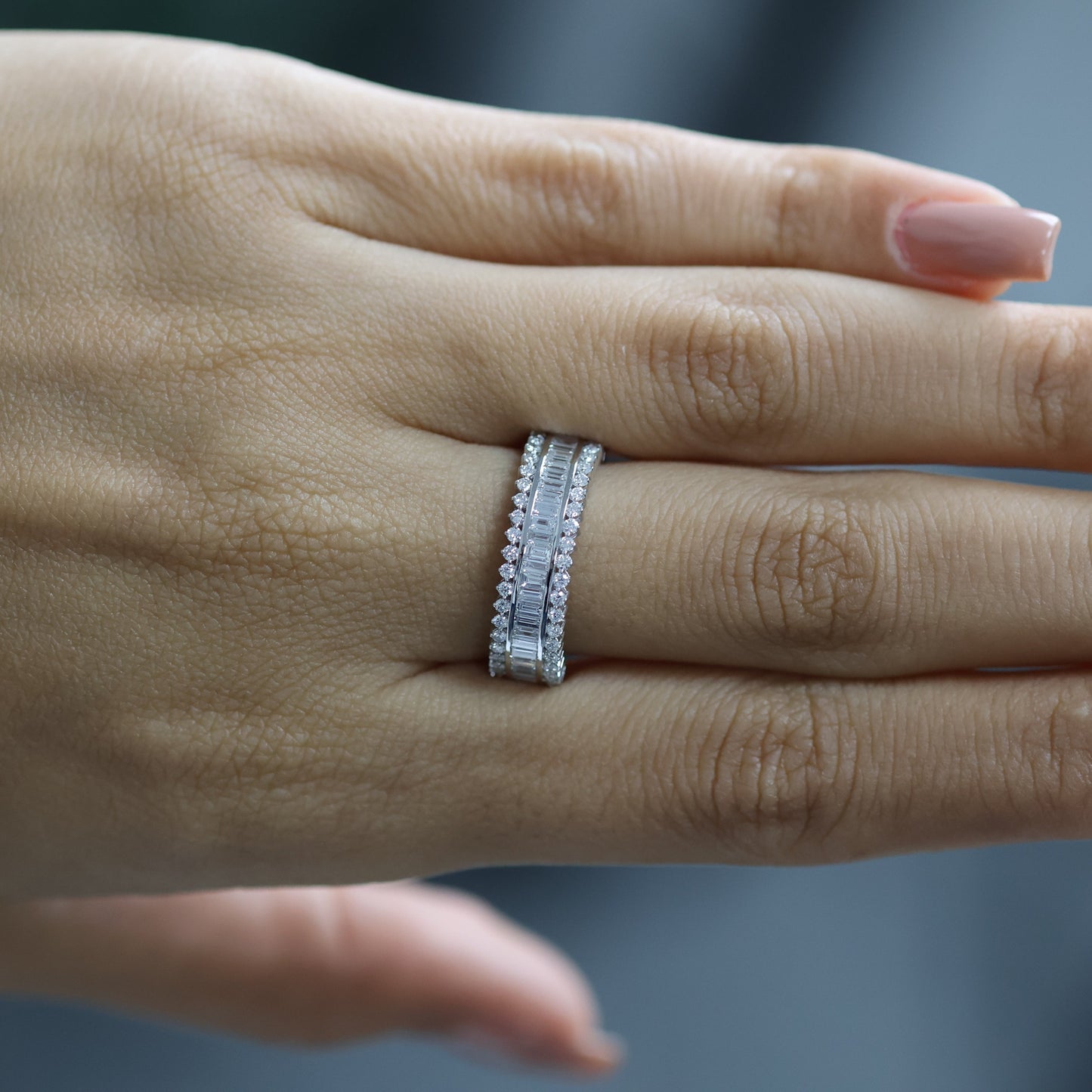 1 Ct Natural Baguette Diamond Eternity Ring - Helodia Jewelry