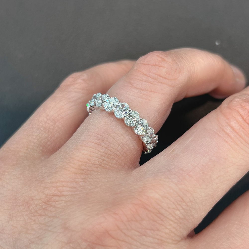 3.11 Ct Lab Grown Oval Cut Diamond Eternity Ring - Helodia Jewelry