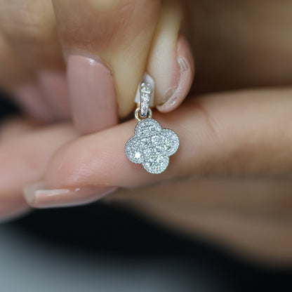 0.15 Ct Natural Diamond Clover Charm