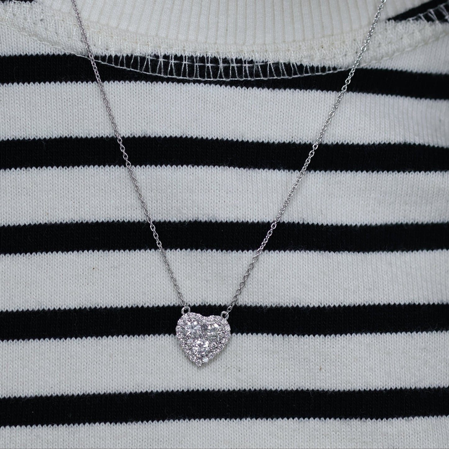 1 Ct Natural Diamond Heart Necklace