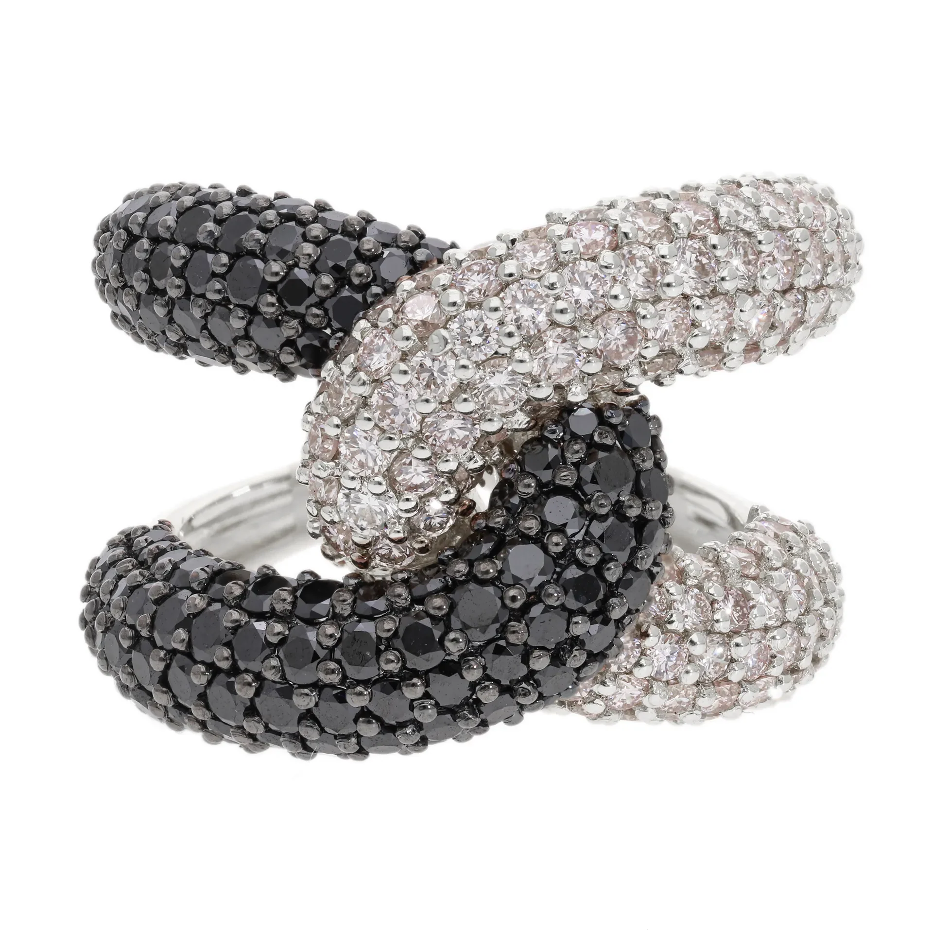 3.73 Ct Natural Pavé Diamond Knot Ring - Helodia Jewelry