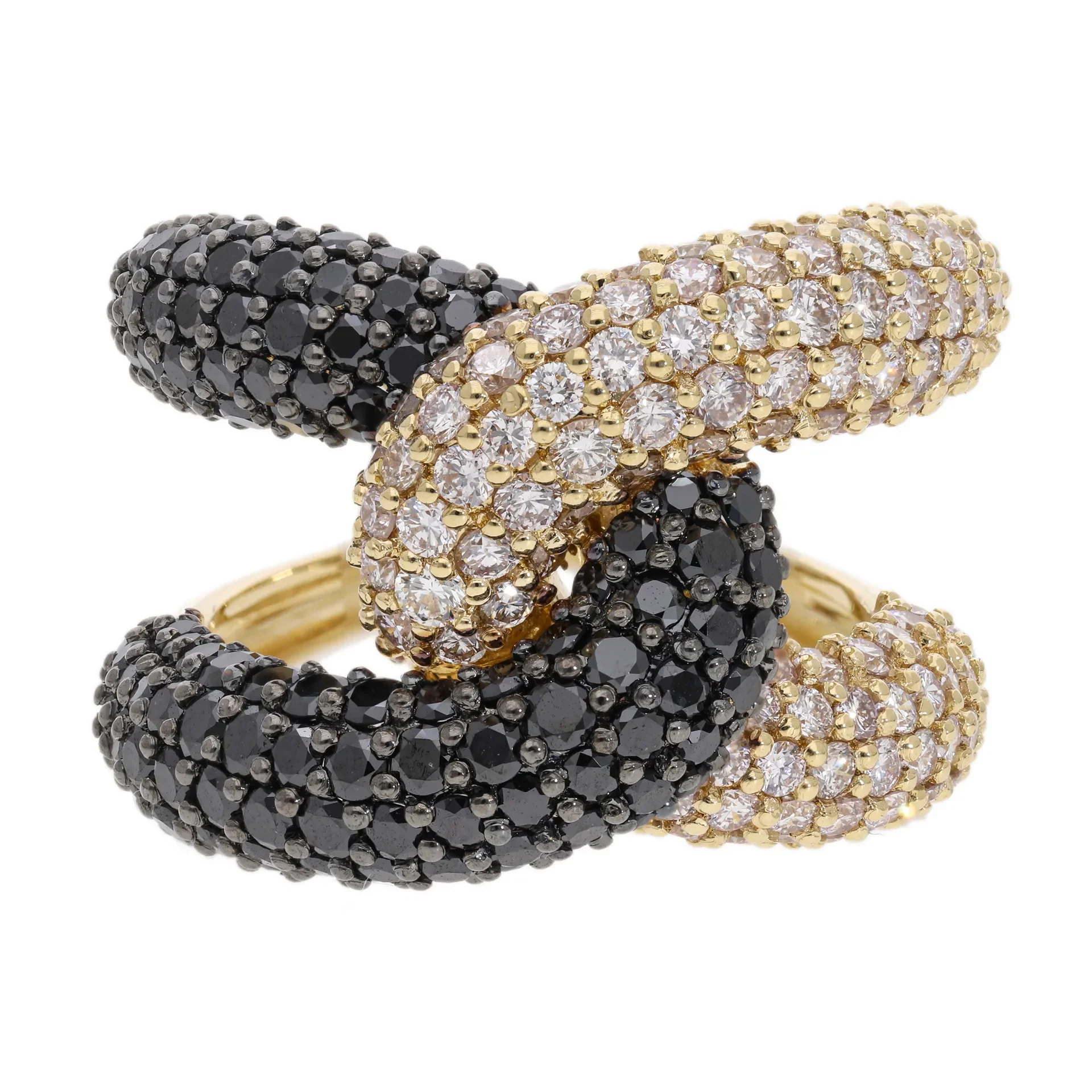 3.73 Ct Natural Pavé Diamond Knot Ring - Helodia Jewelry