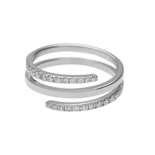0.30 Ct Natural Pavé Diamond Coil Ring