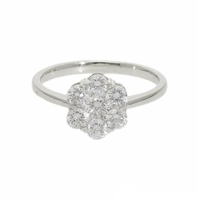 0.90 Ct Natural Diamond Flower Ring