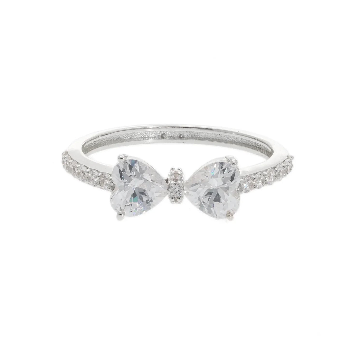 1.20 Ct Lab Grown Heart Cut Pavé Diamond Bow Tie Ring - Helodia Jewelry