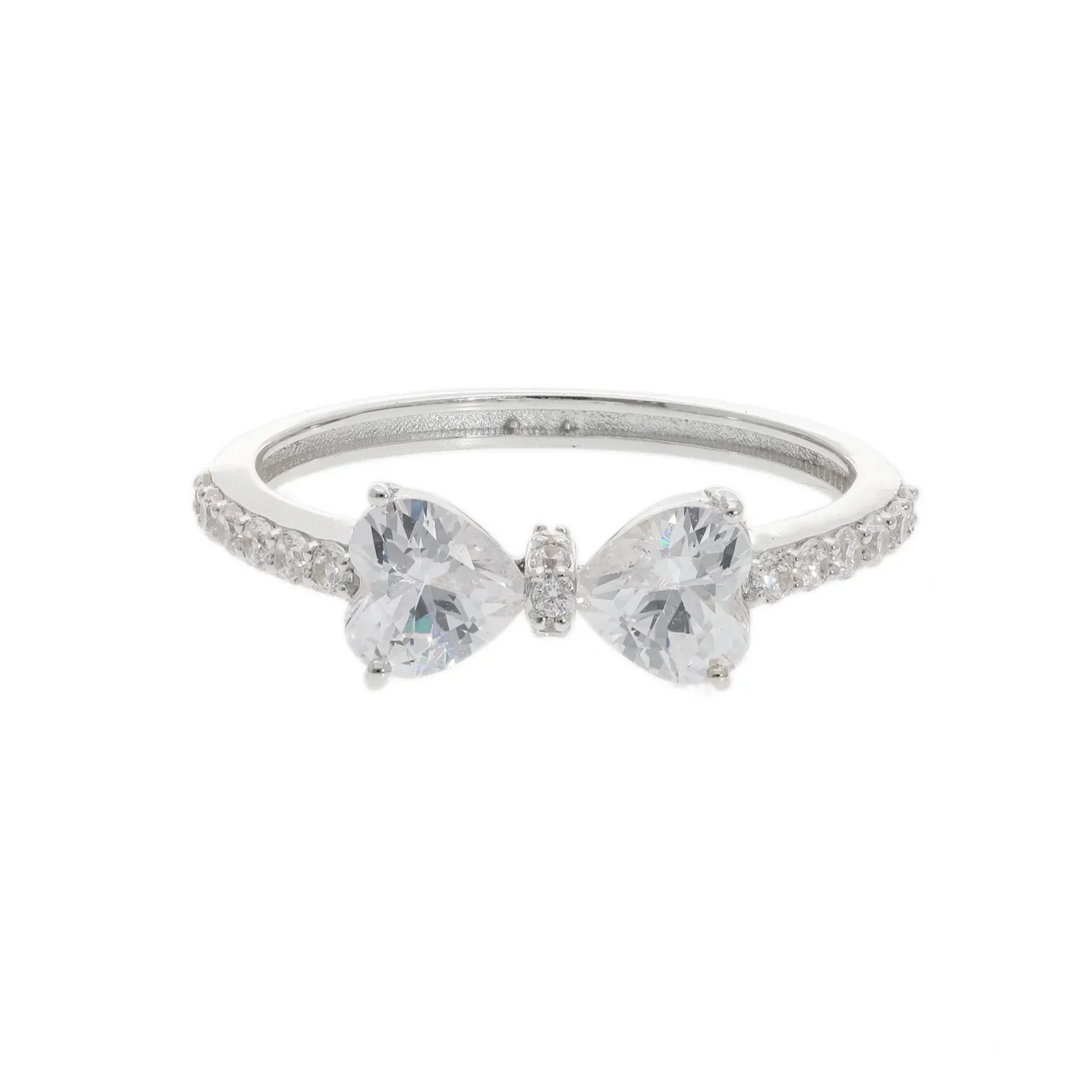 1.20 Ct Lab Grown Heart Cut Pavé Diamond Bow Tie Ring - Helodia Jewelry