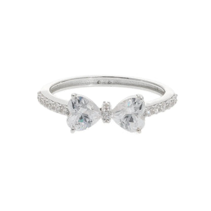 1.20 Ct Lab Grown Heart Cut Pavé Diamond Bow Tie Ring - Helodia Jewelry