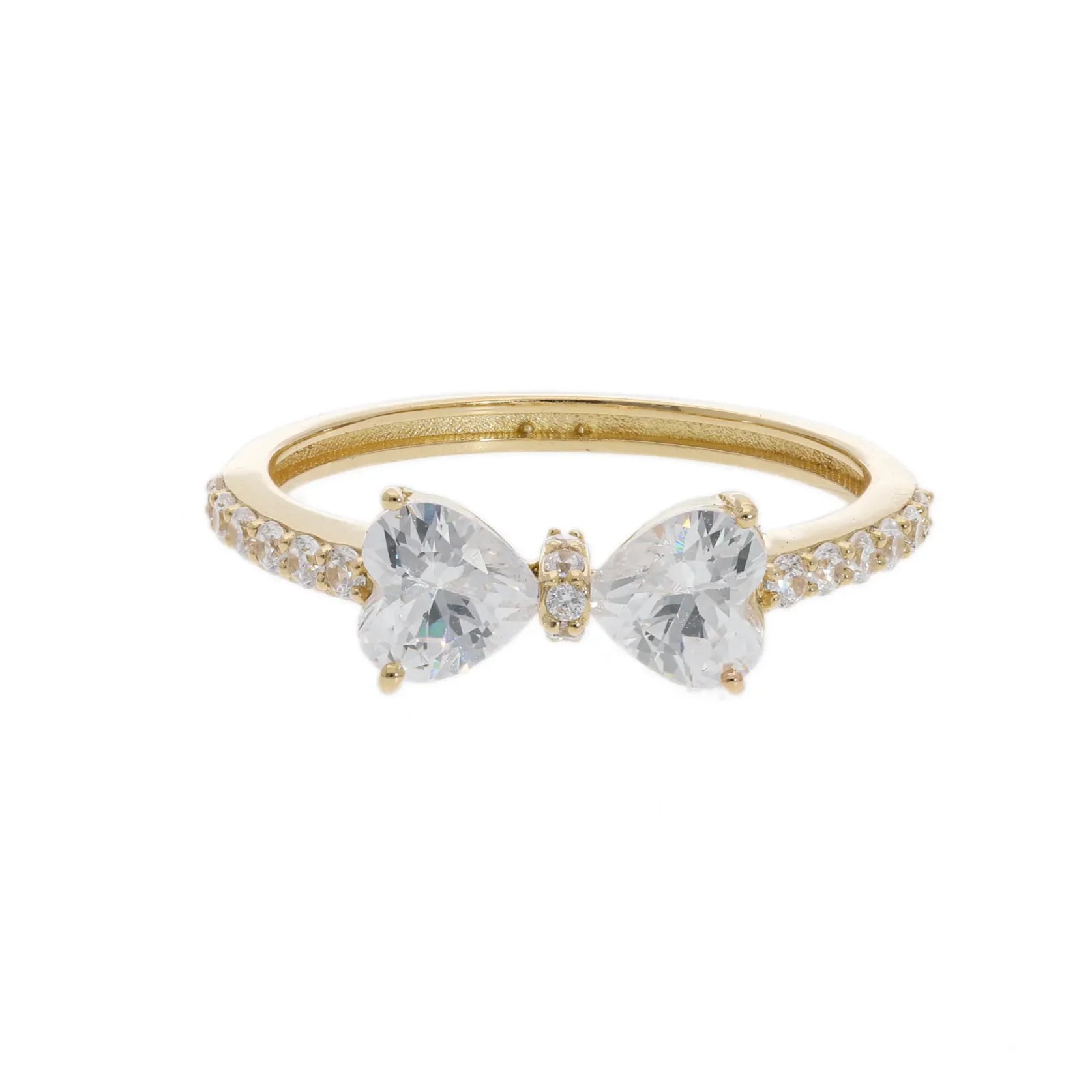 1.20 Ct Lab Grown Heart Cut Pavé Diamond Bow Tie Ring - Helodia Jewelry