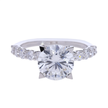 Brilliant Cut Lab Grown Diamond with Side Stones Engagement Ring
