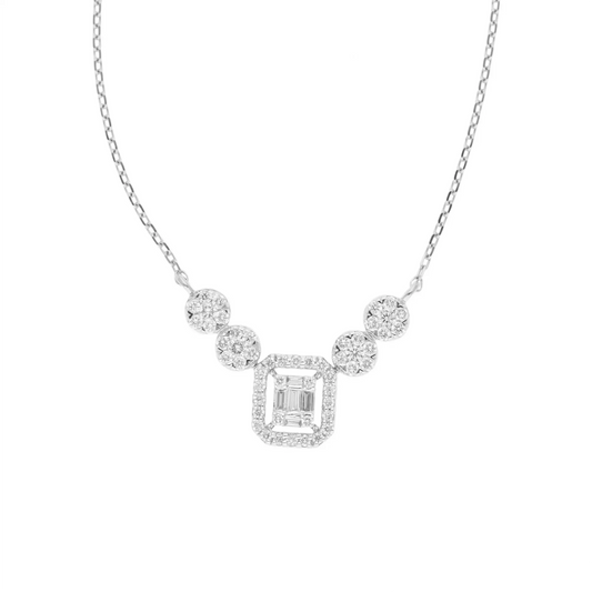 0.50 Ct Natural Baguette Diamond Graduated Necklace