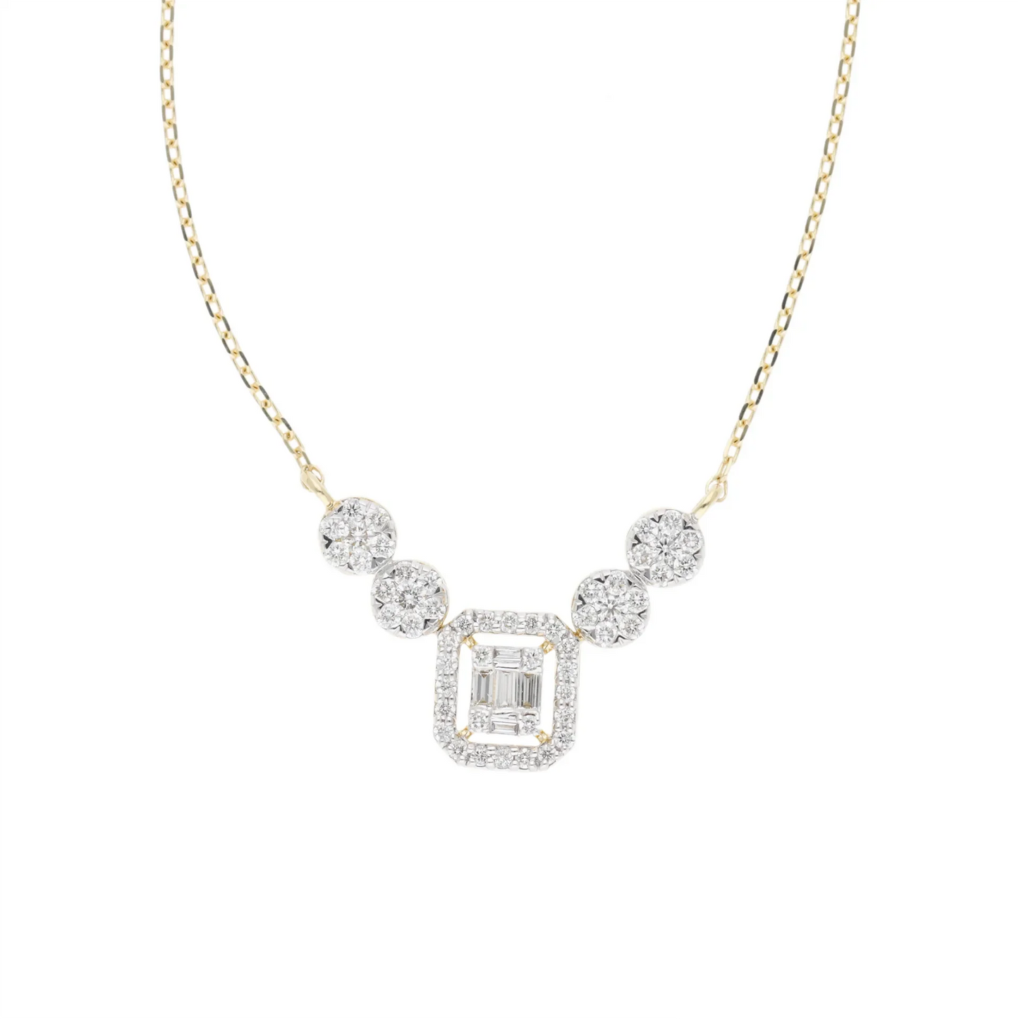 0.50 Ct Natural Baguette Diamond Graduated Necklace