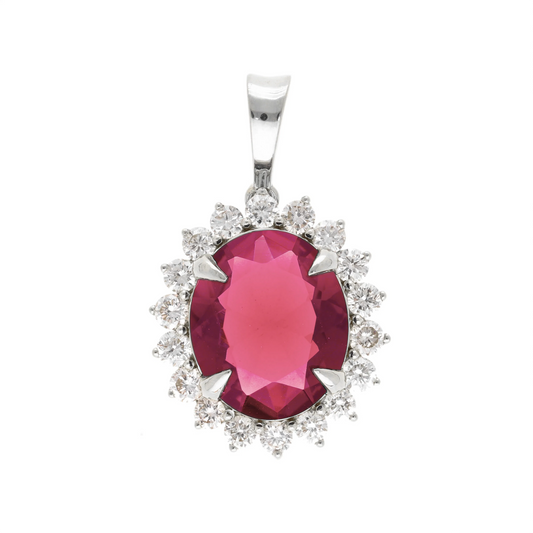 5.25 Ct Lab Ruby with Natural Diamonds Charm