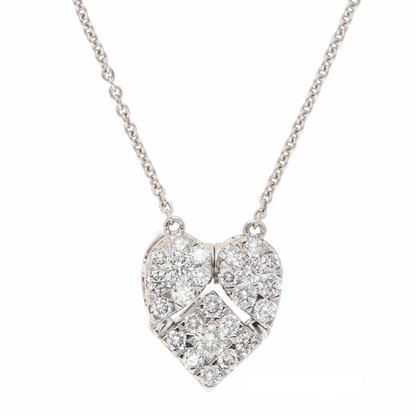 0.78 Ct Natural Diamond Magnetic Heart Necklace