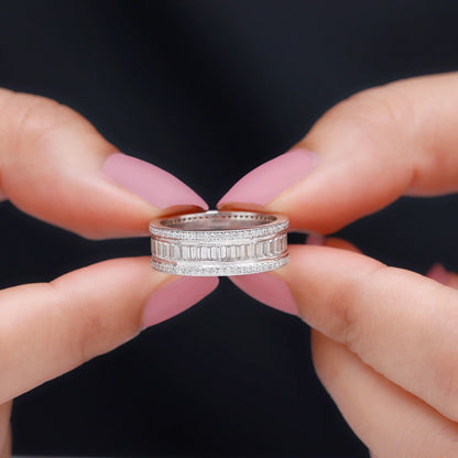 2.68 Ct Natural Baguette Diamond Colosseum Ring - Helodia Jewelry